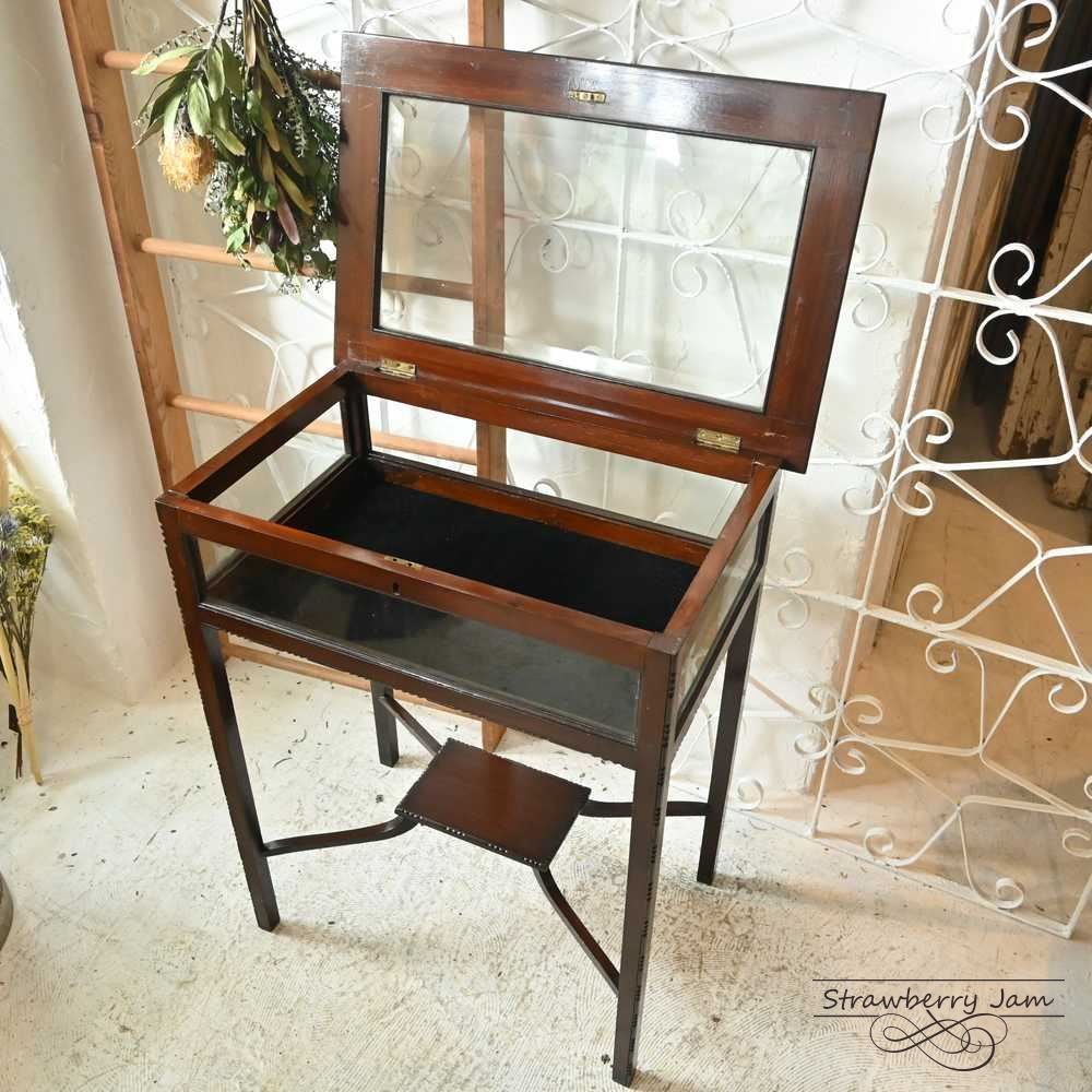 L3705-8 英国アンティーク ジュエリーキャビネット ショーケース 収納