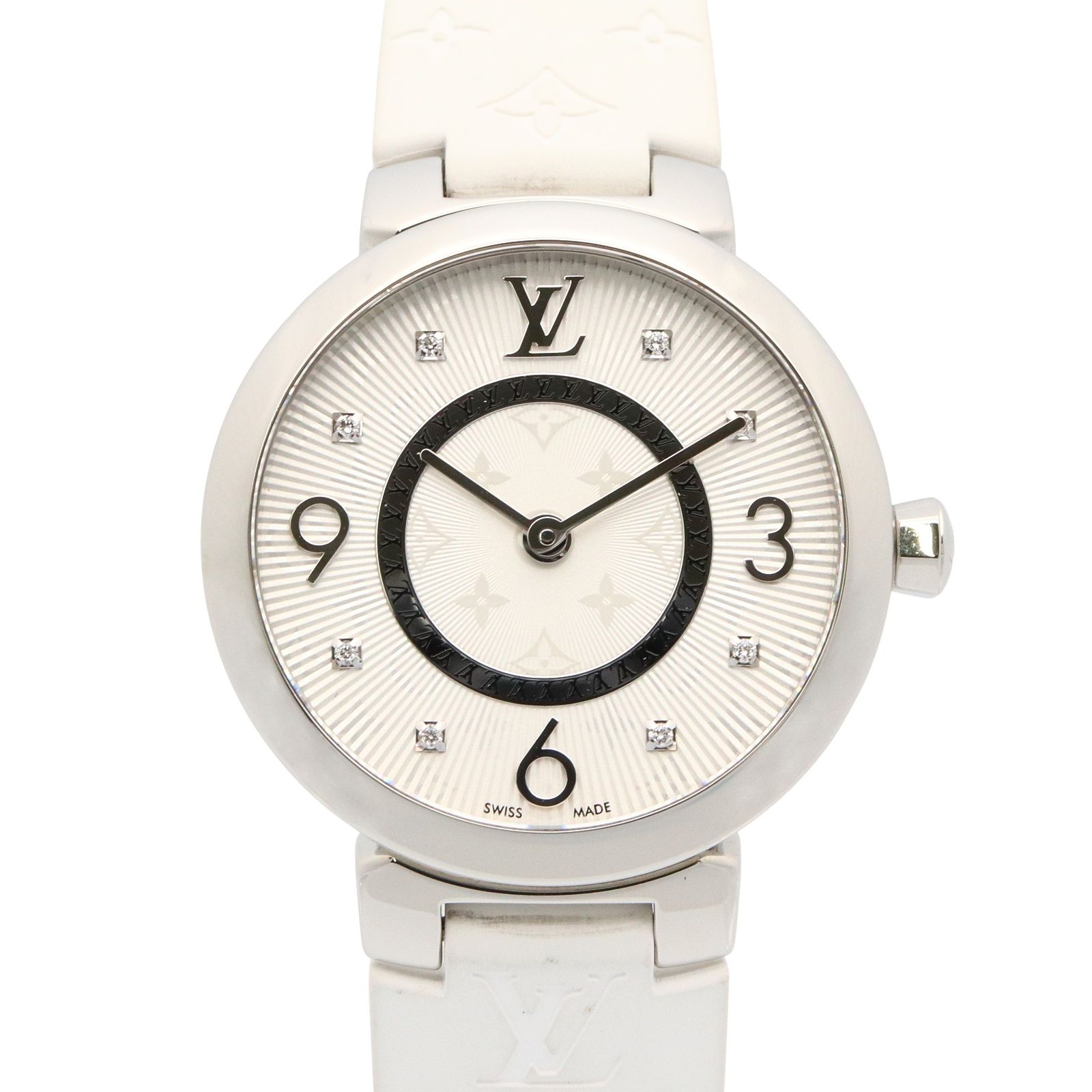 ルイ ヴィトン LOUIS VUITTON 腕時計 タンブール スリム PM Q12MGZ シルバー ステンレススチール ラバーベルト タンブール スリム PM レディース Used A
