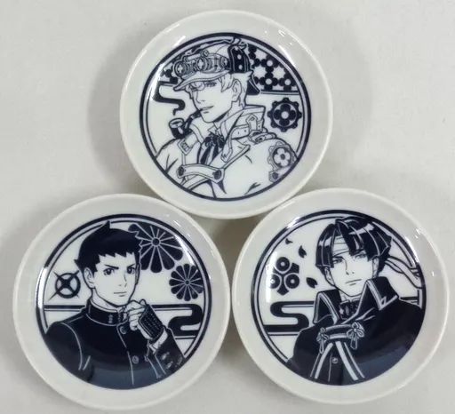 皿・茶碗(キャラクター)　集合(逆転裁判ver.) 美濃焼 豆皿3枚セット 「逆転裁判 オーケストラコンサート 2018」 特別傍聴席限定配布品 中古】皿・茶碗(キャラクター) 集合(大逆転裁判ver.) 美濃焼 豆