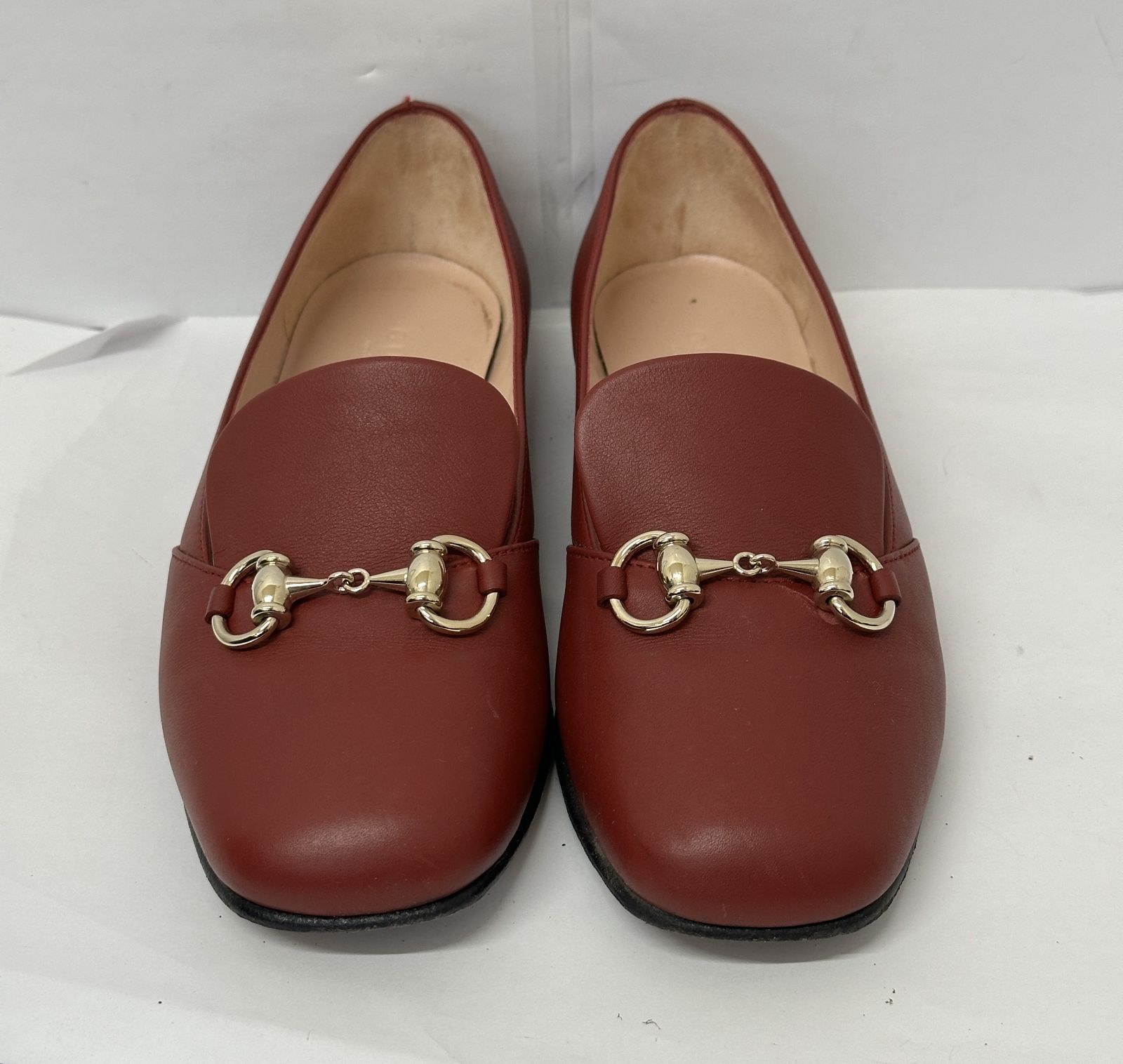 □GUCCI グッチ 466702 ホースビットレザー ローファー レッド 35 1/2 