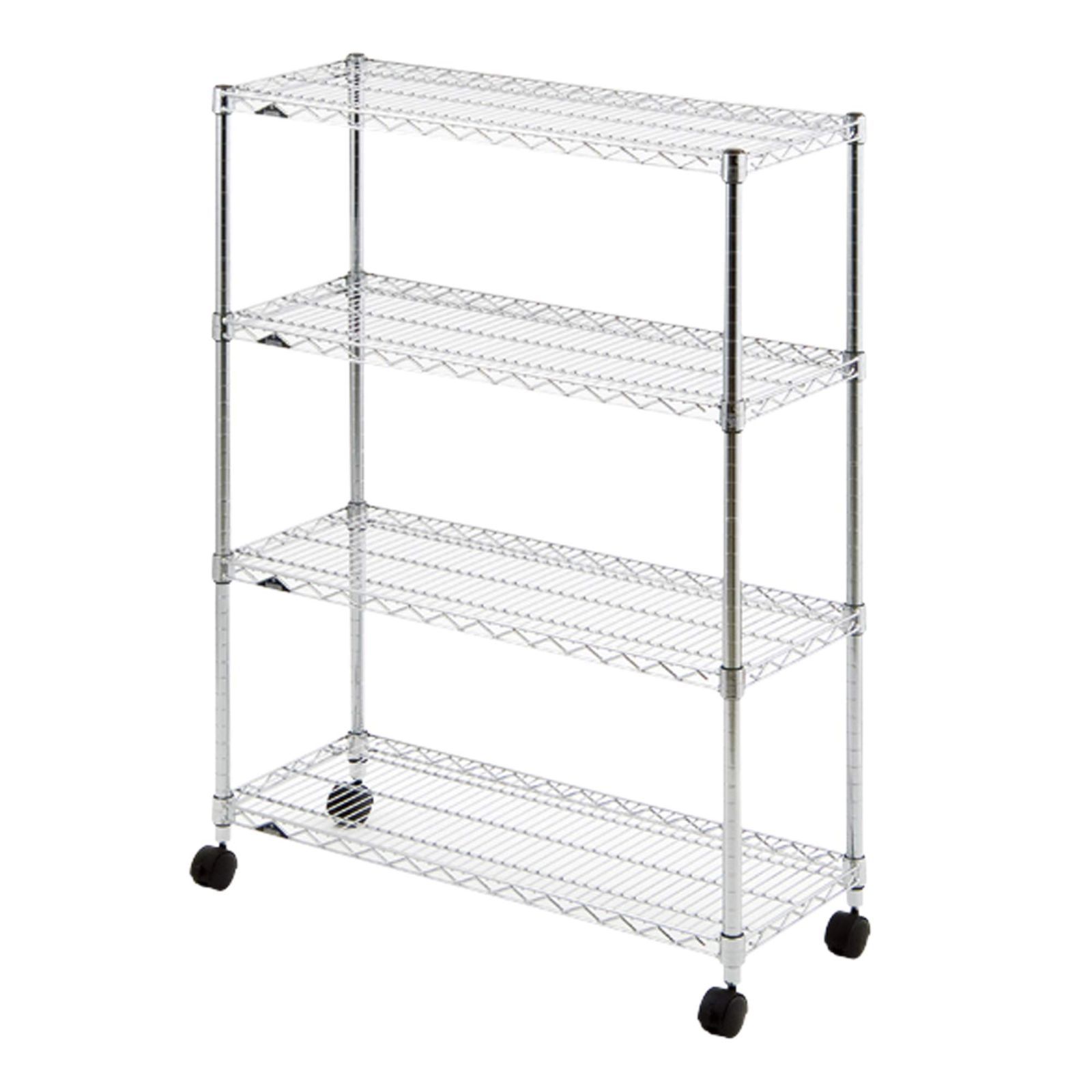 ドウシシャ ルミナス レギュラー ラック スチールラック 収納棚 幅90 4段 サビに強い 防錆加工 業務用 耐荷重250kg 棚板1枚あたり キャスター付き 豊富なカスタムパーツ ポール径25mm 幅91.5×奥行35.5×高さ126cm N