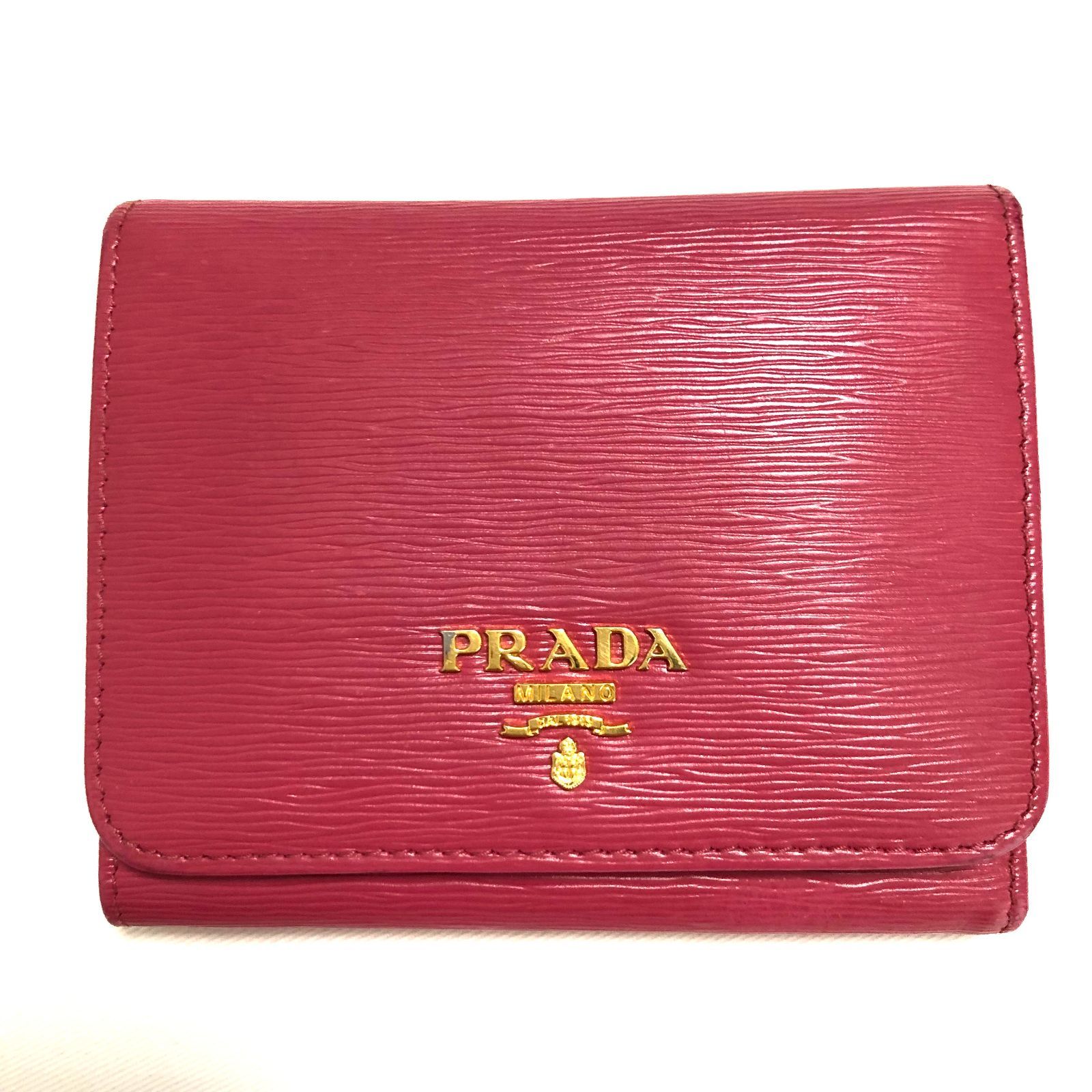 PRADA ハート柄 三つ折り財布 プラダ 財布 黒 赤 ブラック PRADA 三