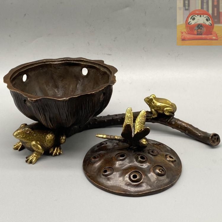 銅細工 金蜻蛉蓮華香薫炉 香炉 香道具 装飾品 工芸品 美術