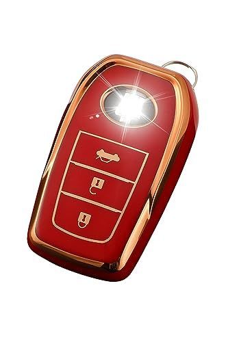 レッド(TPUカバー) [Kinotaka] トヨタ専用設計 シリコン製 スマートキーケース 新型ハリアー 80系（2020～） / ヤリスクロス/ハイラックス/ランドクルーザー/トヨタ ミライ/カローラツーリングな