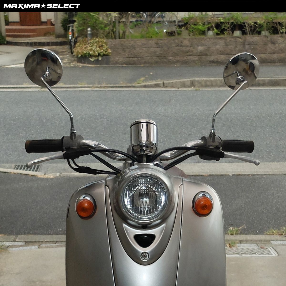 2348.お洒落可愛い♪　ビーノ　メッキミラー新品　千葉県柏市　即日配送、自走引き取りも可能 メッキミラー 丸型 ビーノ 5AU SA11J 左右セット 8mm 逆ネジ バイク