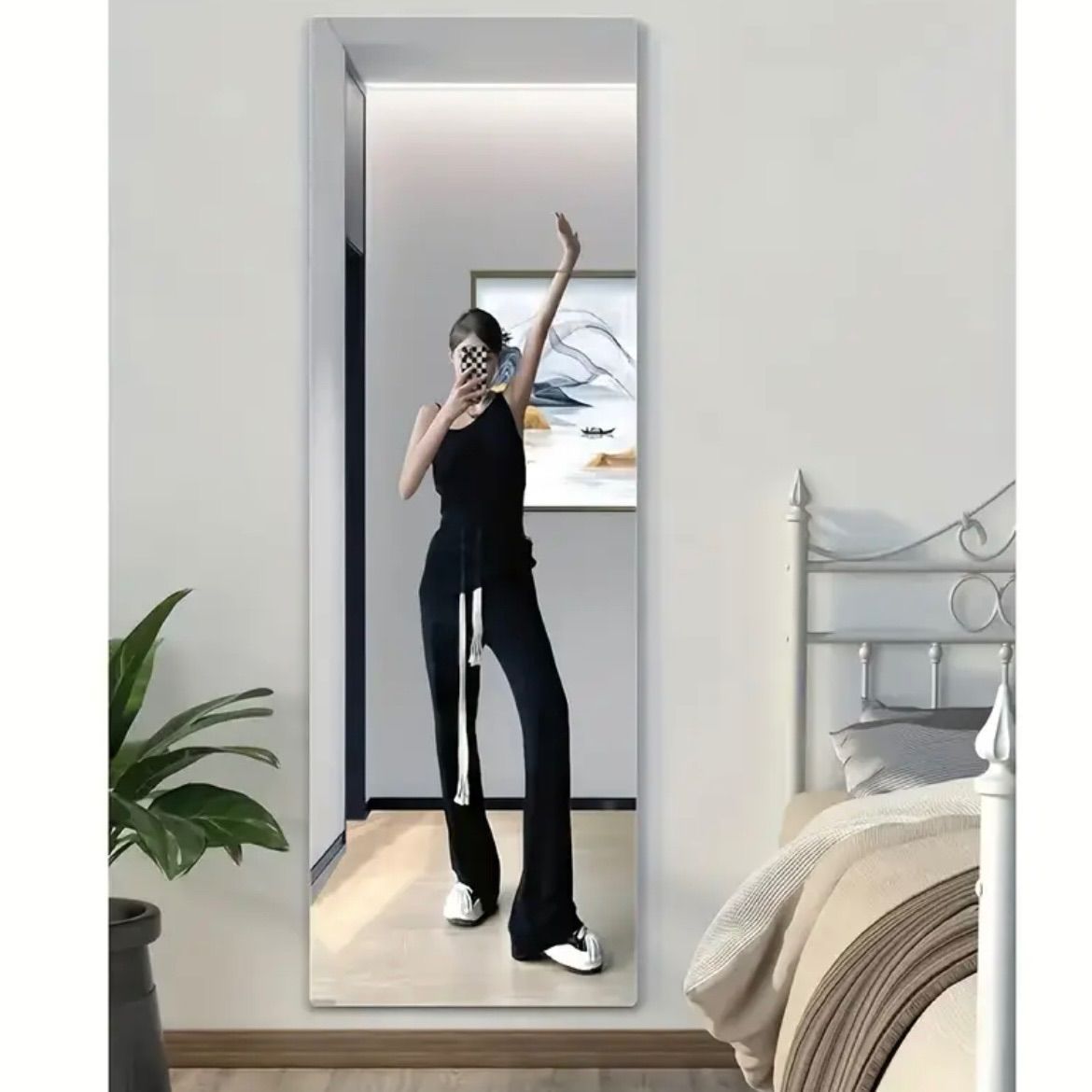 鏡 アクリルミラー 北欧 フルレングス 無欠デザイン ウォールミラー 壁掛け 貼り付け おしゃれ 47x120cmサイズ 壊れにくい素材 柔軟設計 大型ミラー ホームデコ インテリアミラー 全身鏡 室内装飾 ドレッサー ミニマルデザイン 軽量設計 リビング NEXPOTALLINN_EU