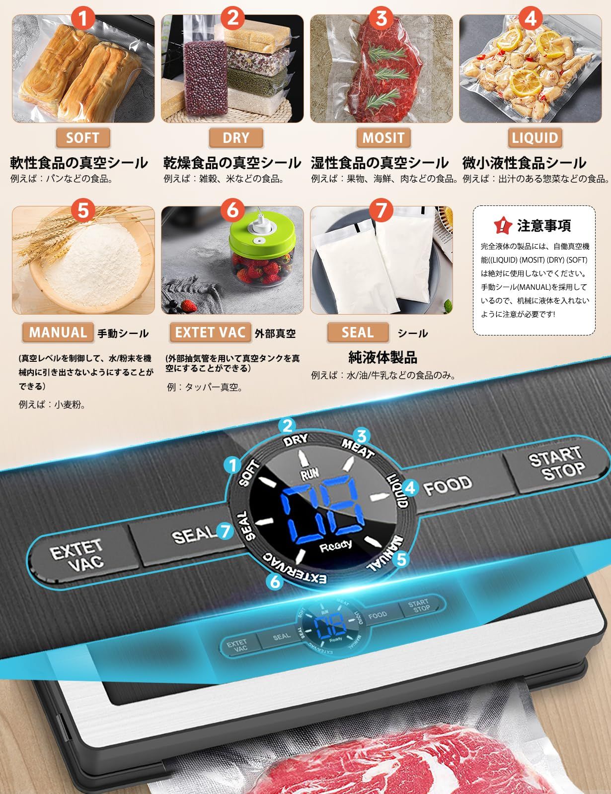 Favoreal 真空パック機 フードシーラー2025新 85kpa吸力家庭用自動真空