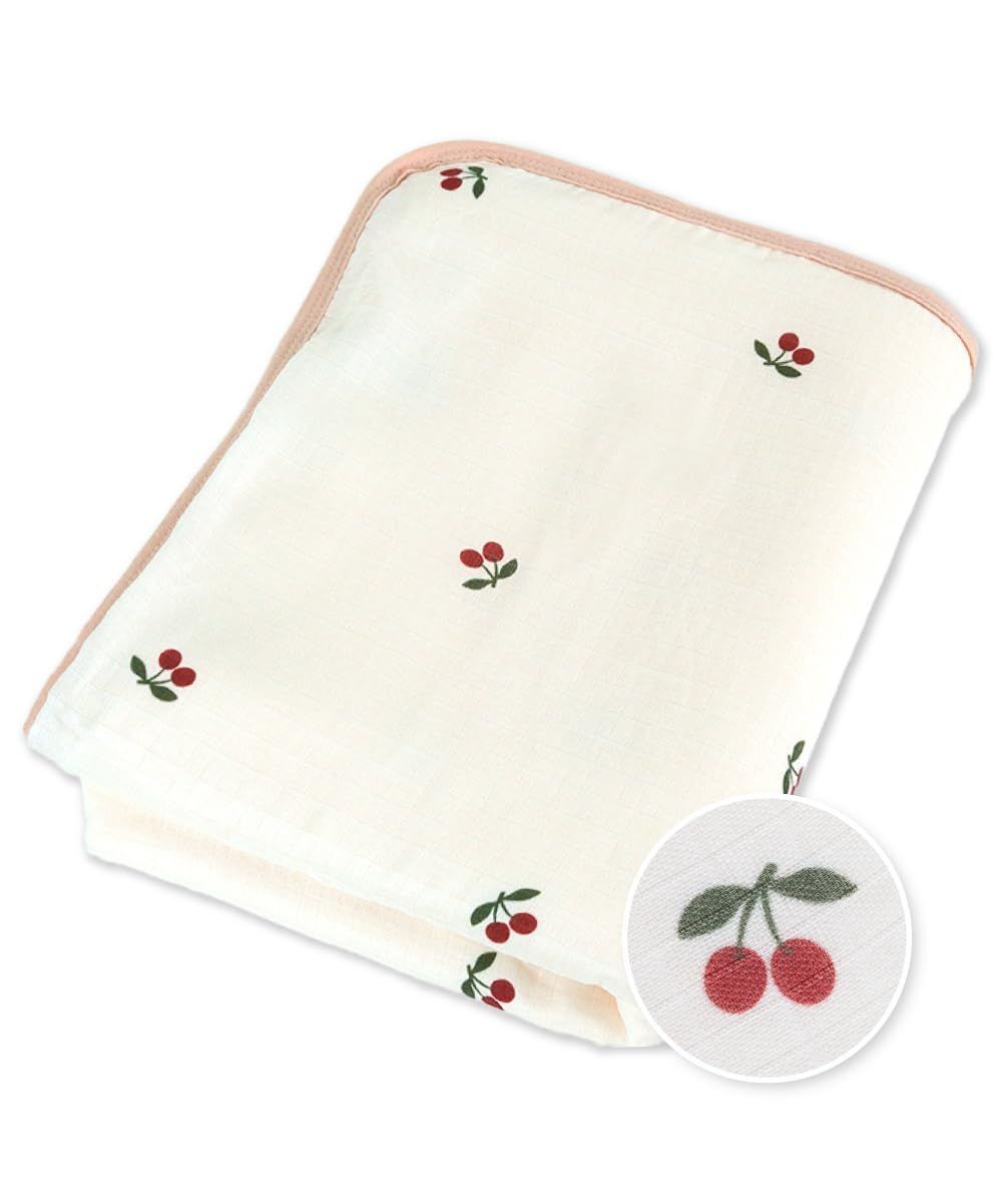 【数量限定】ハーフ：100×130cm) チェリー (a. 夏 春 4重ガーゼ ひざ掛け 抗菌 ブランケット ハーフケット さらふわガーゼケット イブルバンブー (ケラッタ)