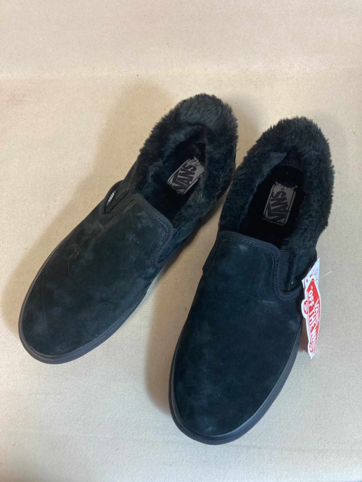 新品 SLIP ON FUR ファー ブラック 本革 VANS スリッポン モコモコ 