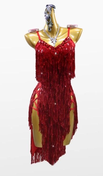 新品未使用社交ダンスドレス ラテンドレス 競技 パープル デモ