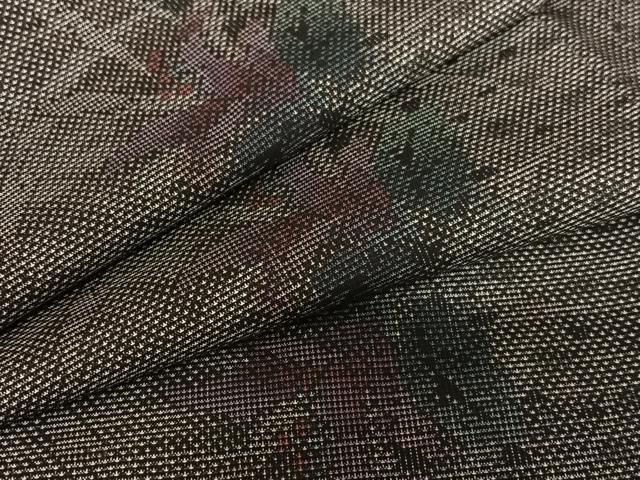 平和屋着物○本場大島紬 泥染め カタス7マルキ 草花文 正絹 逸品