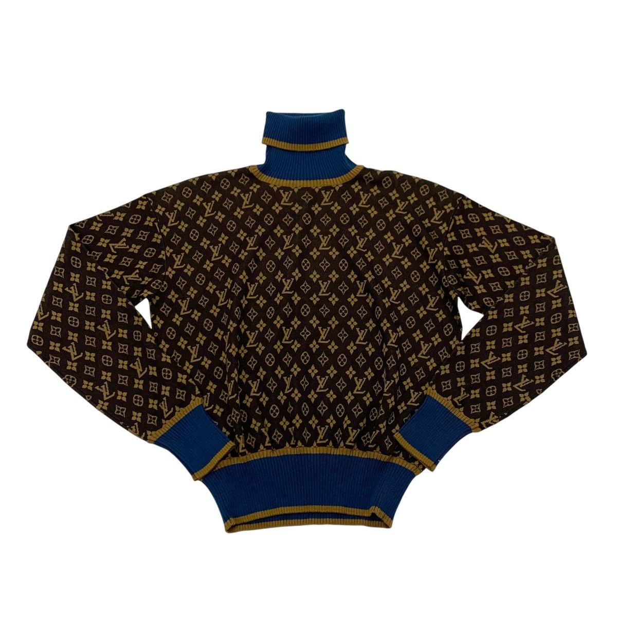 ルイヴィトン LOUIS VUITTON モノグラム トップス ブラウン ブルー ニット 20AW ハイネック ルイヴィトン LOUIS VUITTON モノグラム トップス ブラウン