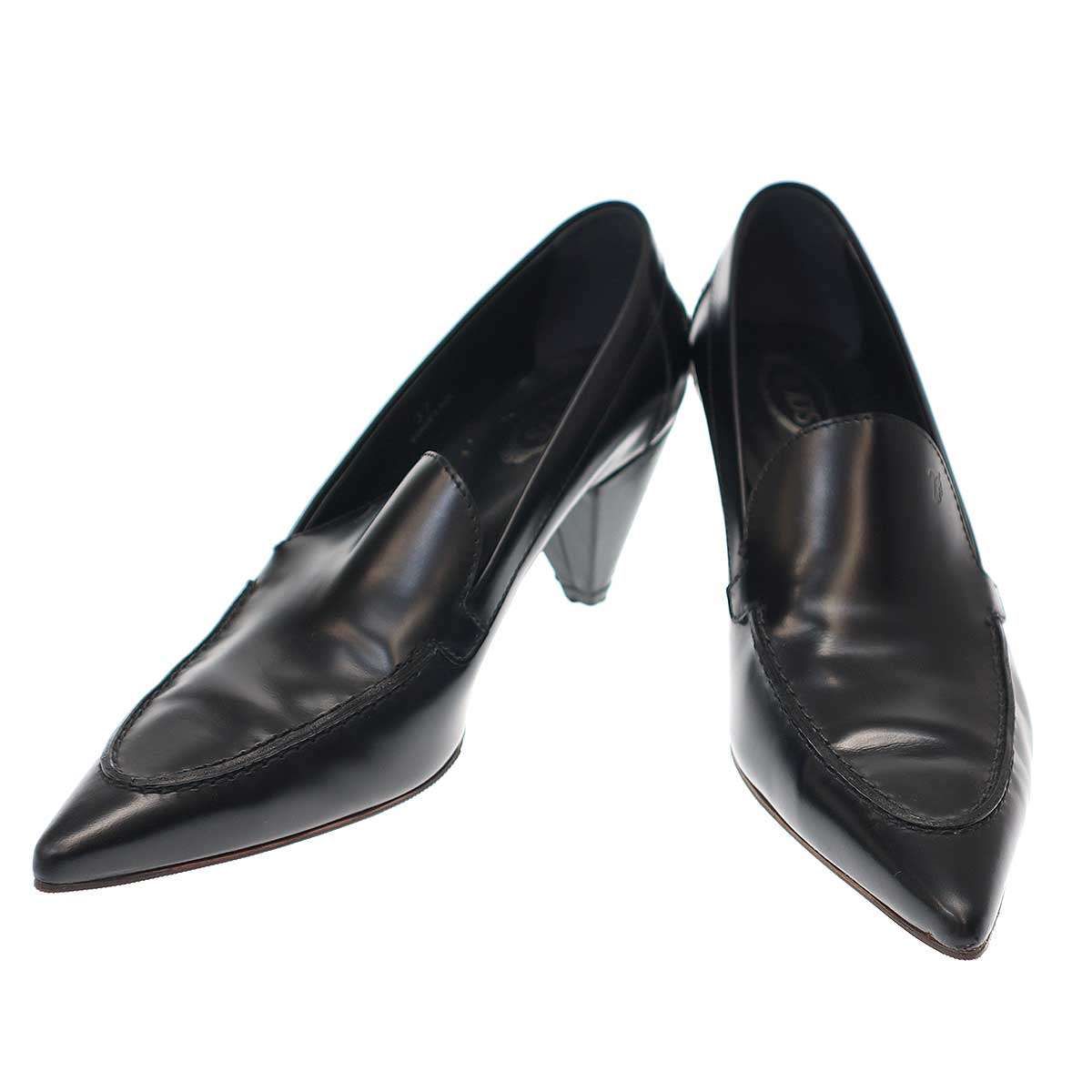 TOD'S トッズ ポインテッドトゥ レザーシューズ ブラック 37