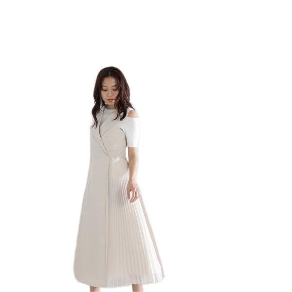 [ナチュラルビューティーベーシック] カジュアルドレス ラペルポイントジャンスカ レディース オフベージュ