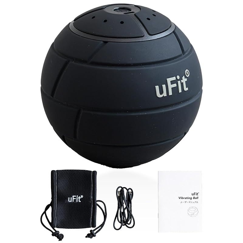 日本 メーカー uFit Vibrating Ball 電動 筋膜リリース ボール 強力 直径 12.4cm プロアスリート愛用 水谷隼 オードリー春日 振動レベル4段階 最大振動3650回 耐荷重300kg アシストカバー付き