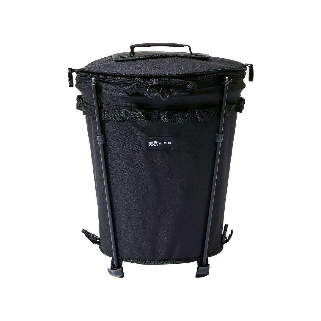 WAQ Trash Box トラッシュ ボックス ゴミ箱 コンテナ 収納ボックス 折りたたみ コンパクト PVC 耐水性 大容量 BLACK ブラック