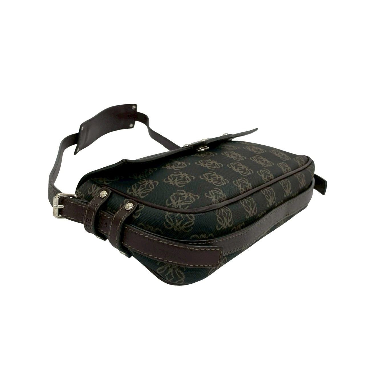 【美品】ロエベ ラウンド ハンドバッグ ブラック レザー ミニバッグ アナグラム LOEWE】ロエベ『アナグラム ラウンド型 2WAYハンドバッグ