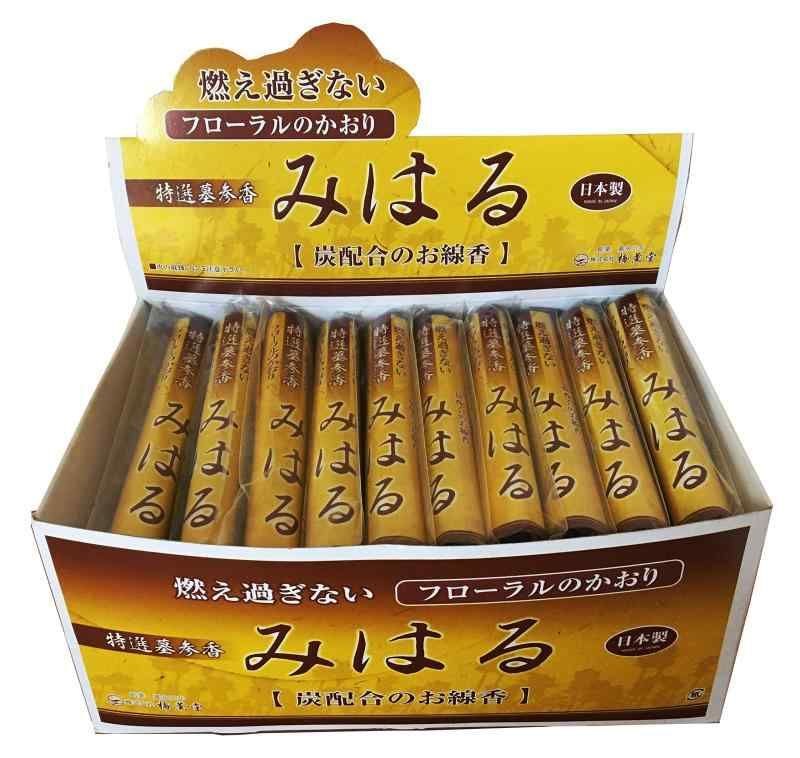 梅薫堂 特選墓参香みはる1P×50束 袋入り | 燃えすぎない 安心 国産 淡路島 ばいくんどう 線香 お線香 御香 実用 家庭用 墓参 お墓参り お墓 仏事 喪中 葬儀 法事 法要 お盆