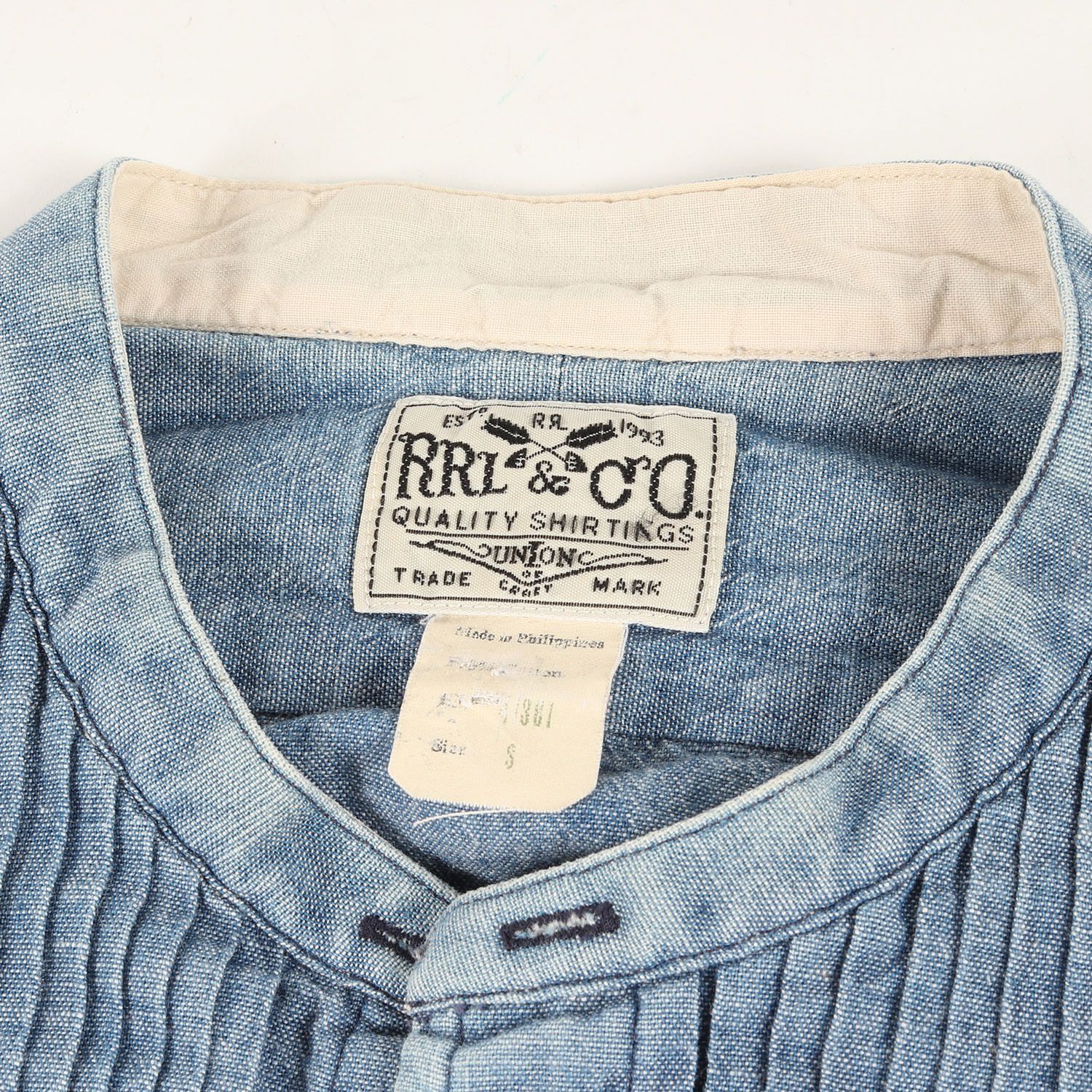 RRL ダブルアールエル シャツ サイズ:S プリーツデザイン バンドカラー