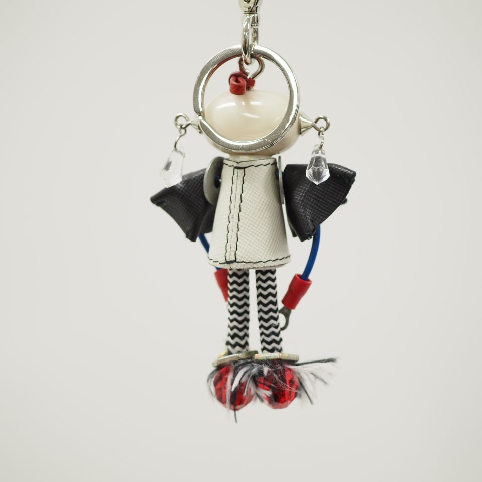 ◆P036 PRADA　プラダ　可愛いロボットチャーム　箱 プラダ PRADA チャーム ロボット チャーム シルバー レザー ロボット