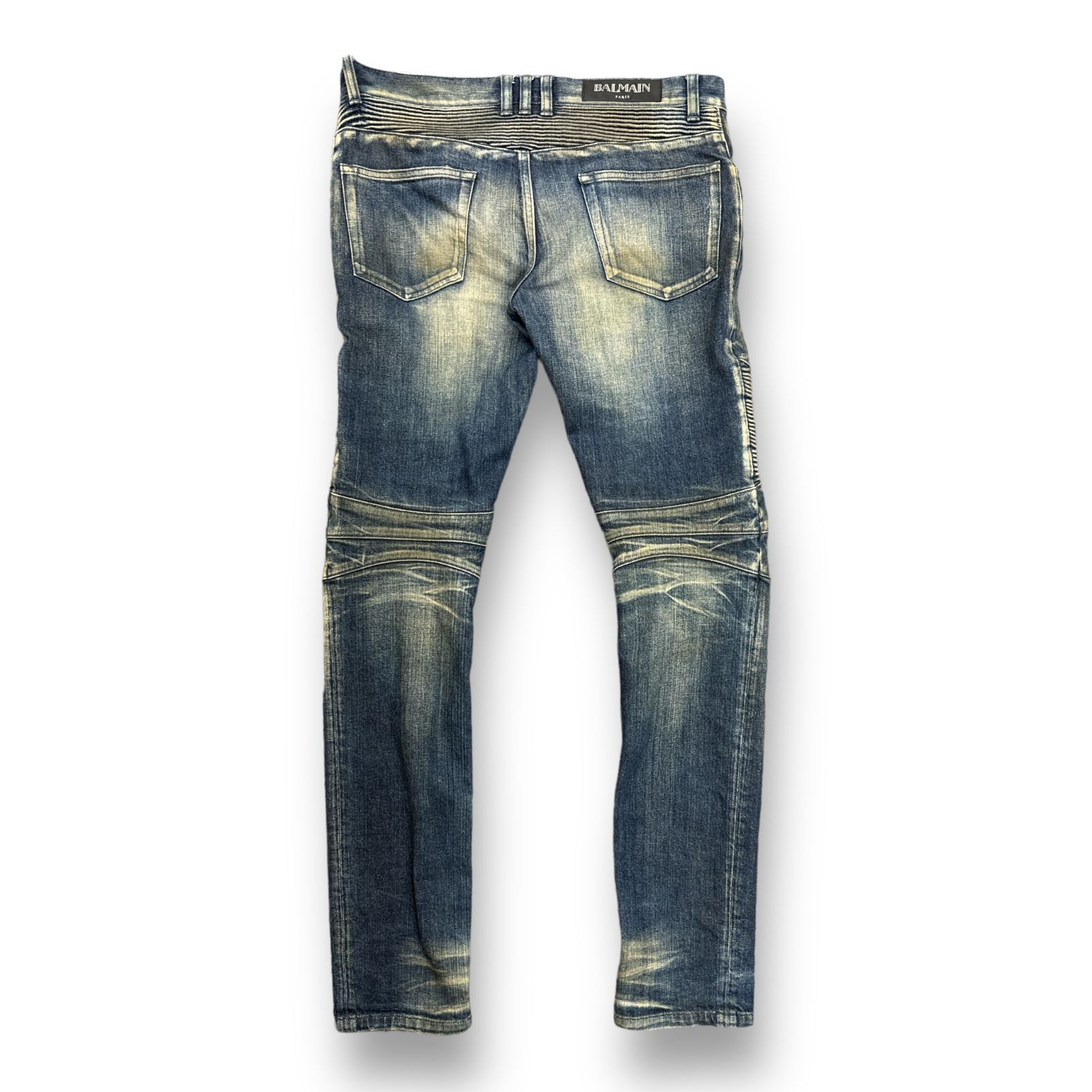 国内正規 BALMAIN 蛇腹 バイカー ダメージ デニムパンツ ジーンズ