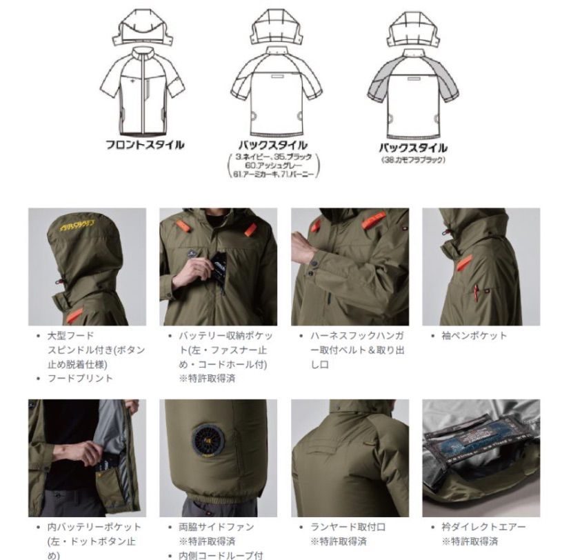 バートル AC2066 エアークラフト 空調服半袖ブルゾン サイド