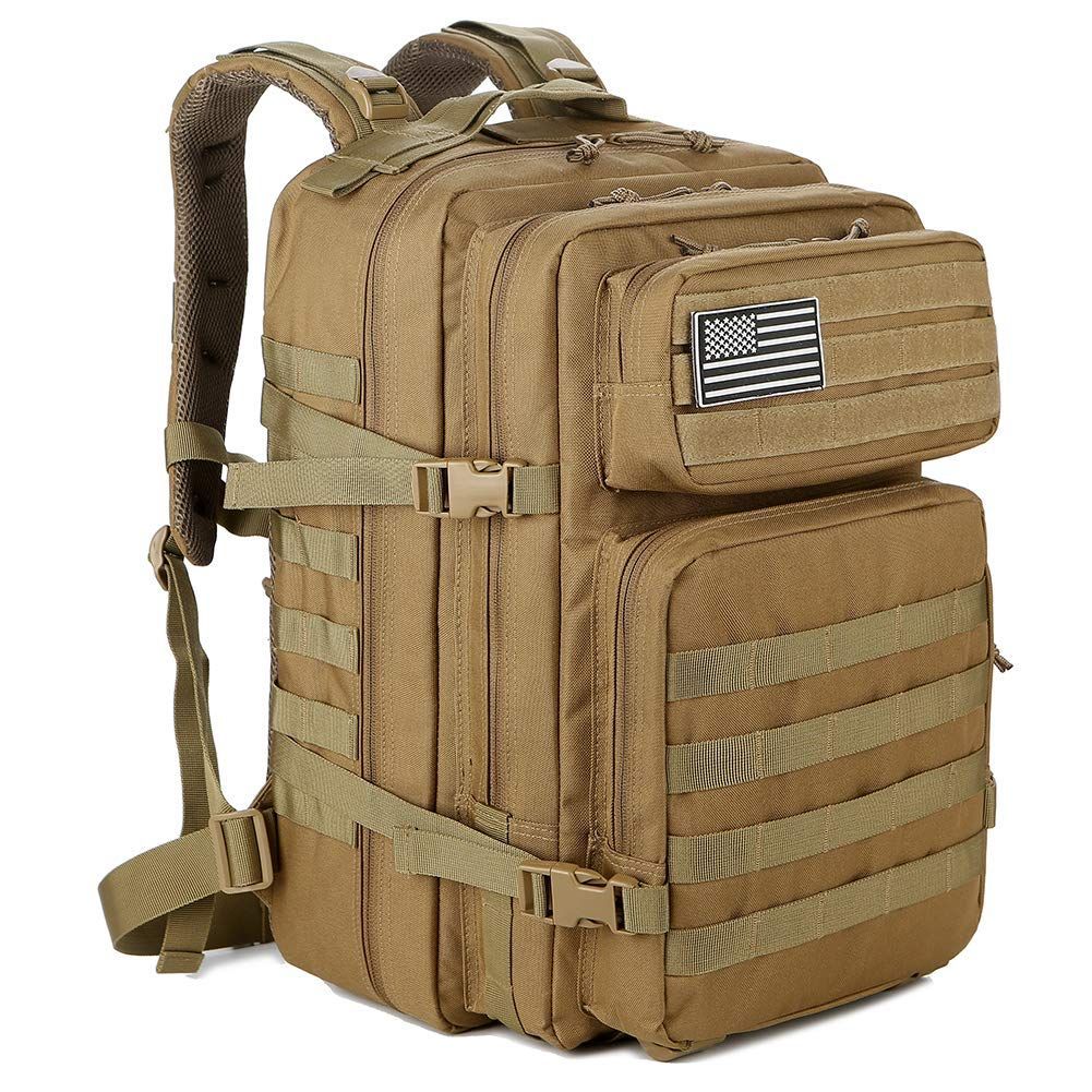 バグアウトバッグ アーミーアサルトパック3日間 Molle ハイキング用リュックサック、ツリーキング用リュックサック タクティカルバックパック 45リットルミリタリー [QTu0026QY]