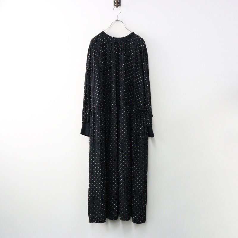 定価31900円 ブティーク オーディナリー Boutique Ordinary ドット ギャザーロングワンピース F ブラック 2400014437829