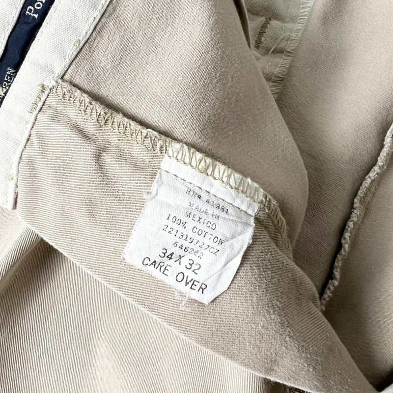 90s POLO RALPH LAUREN 2タック コットン チノ パンツ 34 32