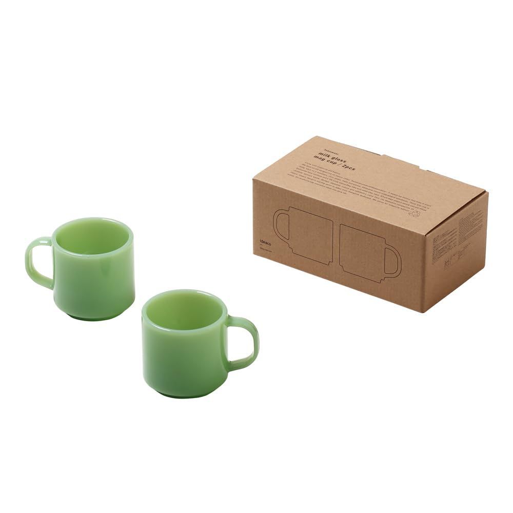 新着商品 280ml 耐熱コップ 直径8.8高さ8.5幅12cm Milk Glass ガラス mug cup | ミルク 2pcs jade イデアコ ミルクガラス マグカップ | ideaco 2点入り ジェード