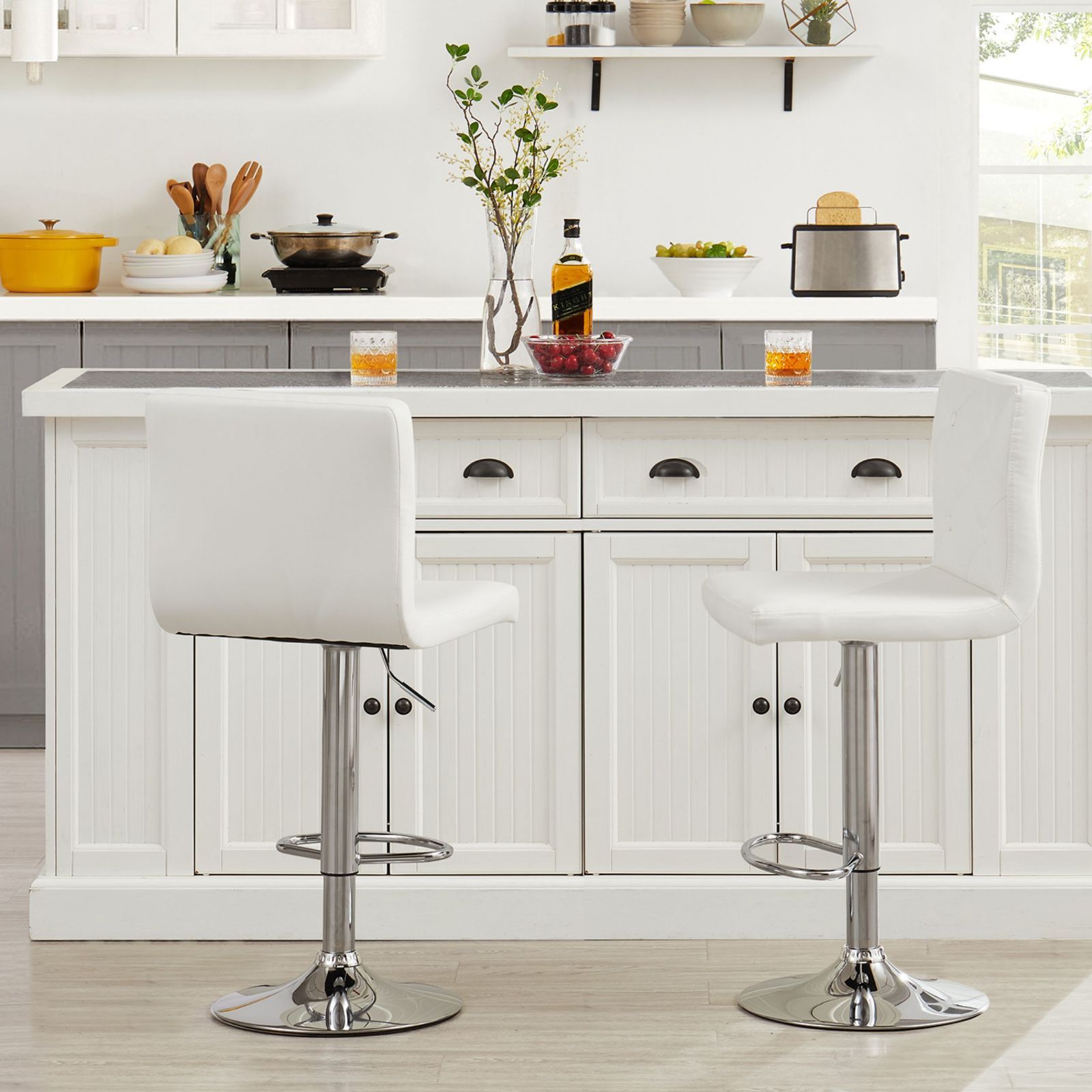 カウンターチェア 2脚セット ホワイト