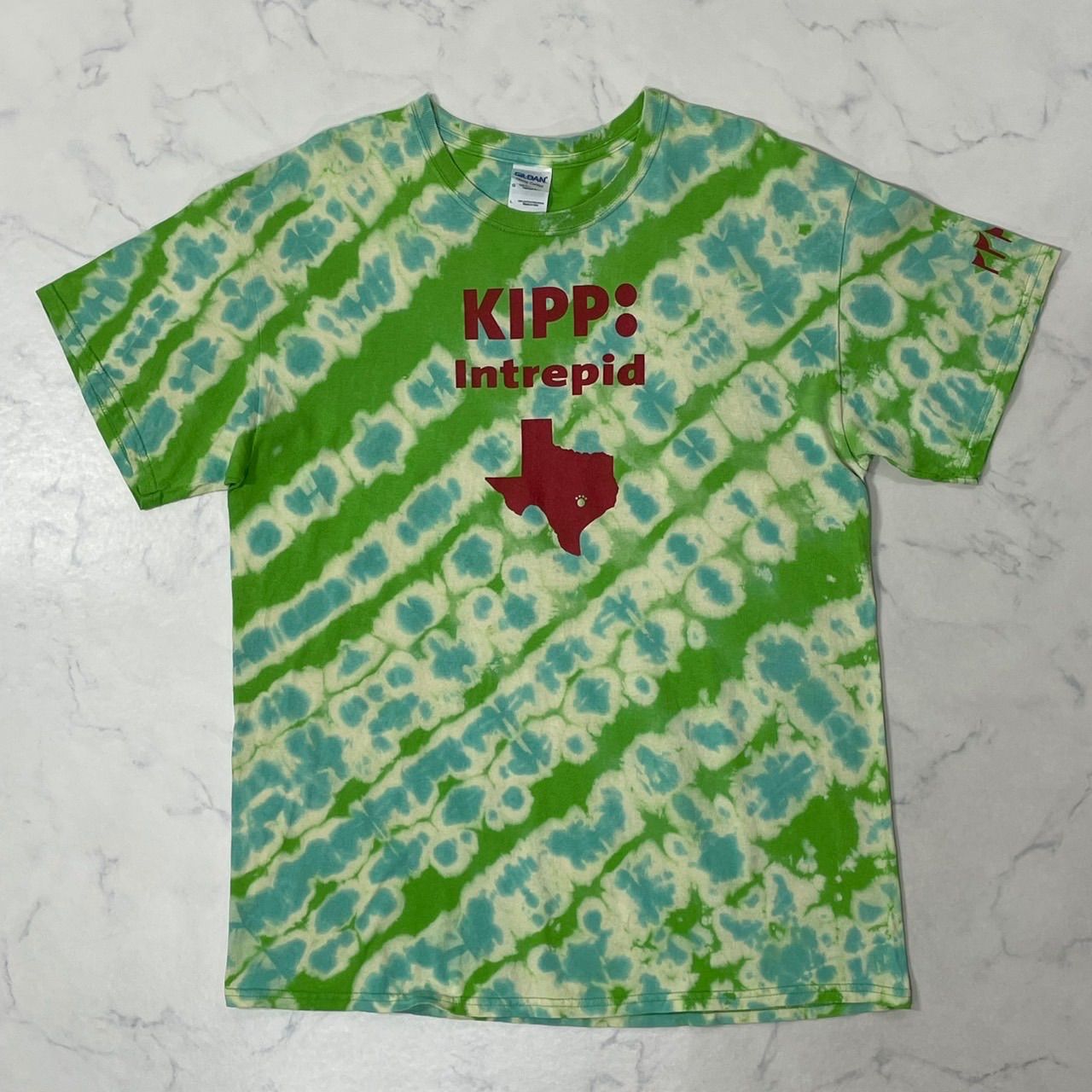 半袖Tシャツ アート プリント クルーネック 一点物 古着 イエロー 