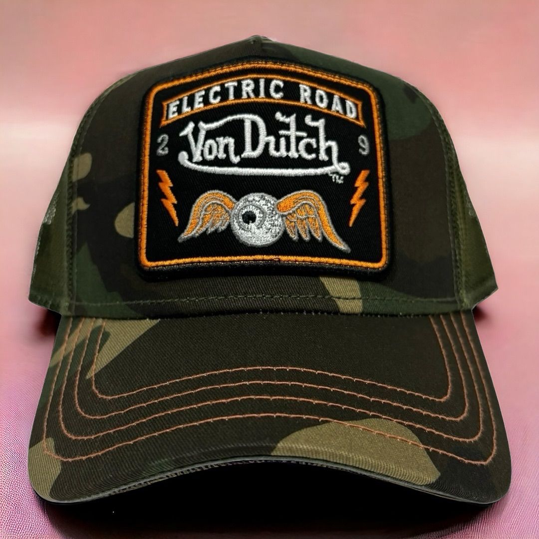 待望の再入荷！Von Dutch ボンダッチメッシュトラッカーキャップ迷彩Y2Kファッション韓国ファッション