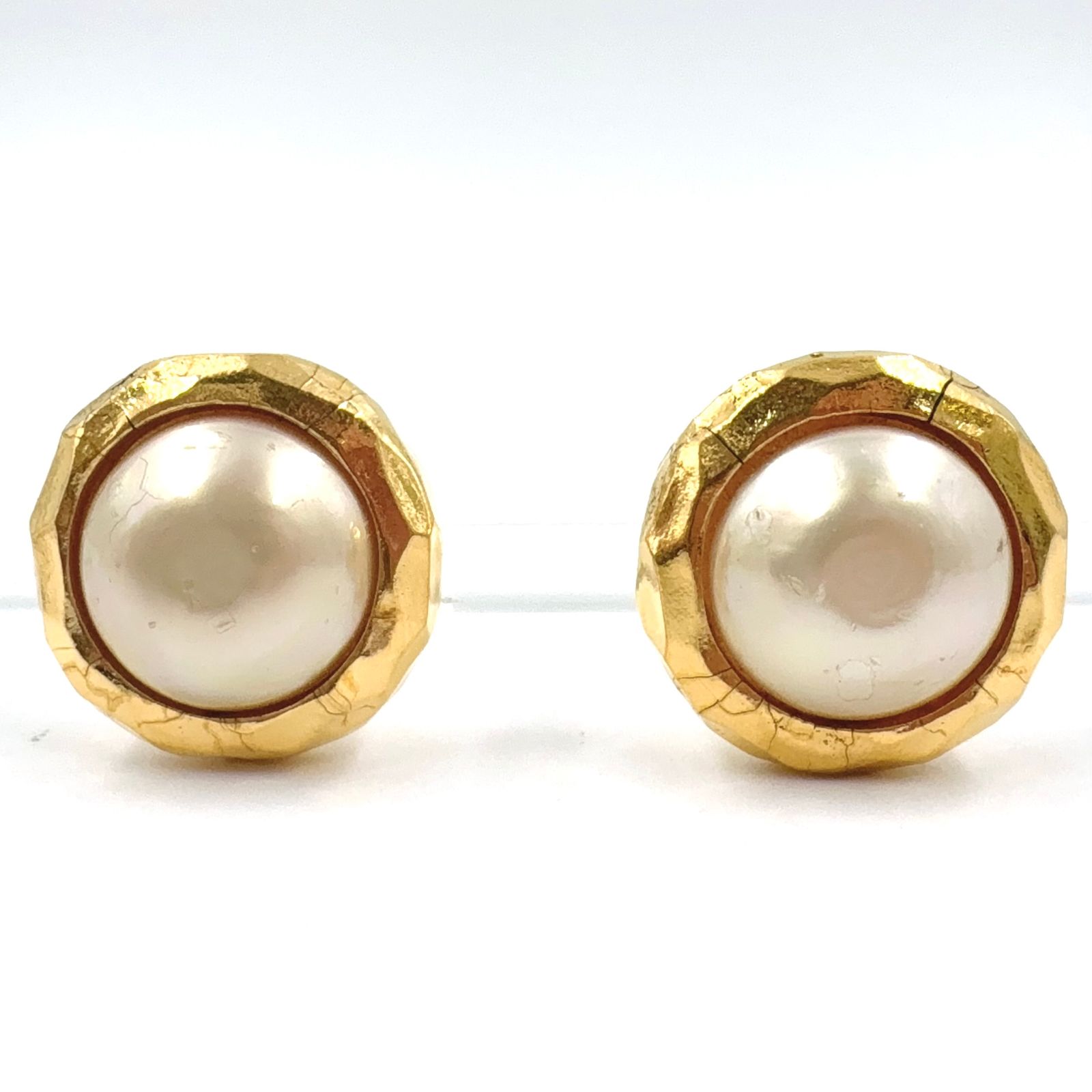 CHANEL フェイクパール ビンテージ GP ゴールド イヤリング