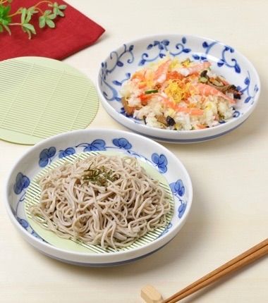 50％OFF》美濃焼 染付深い和皿（すのこ付）2柄×2合計4組セット 