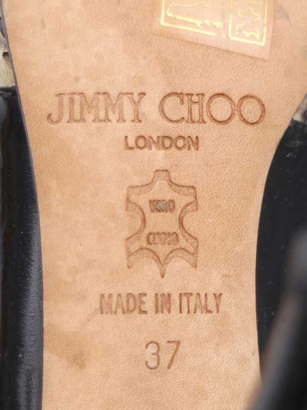 JIMMY CHOO ジミー チュウ パイソン切替ヒールパンプス ブラック