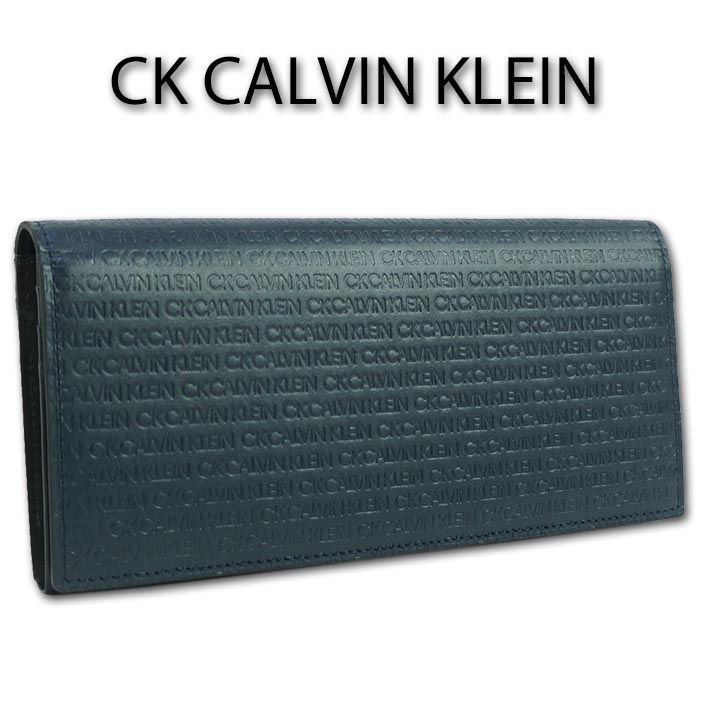 CKカルバンクライン CK CALVIN KLEIN 牛革 長財布 ネイビー 紺 - メルカリ