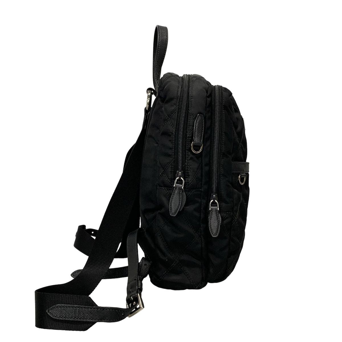 PRADA プラダ リュックサック - 黒 キルティング ロゴ レザー