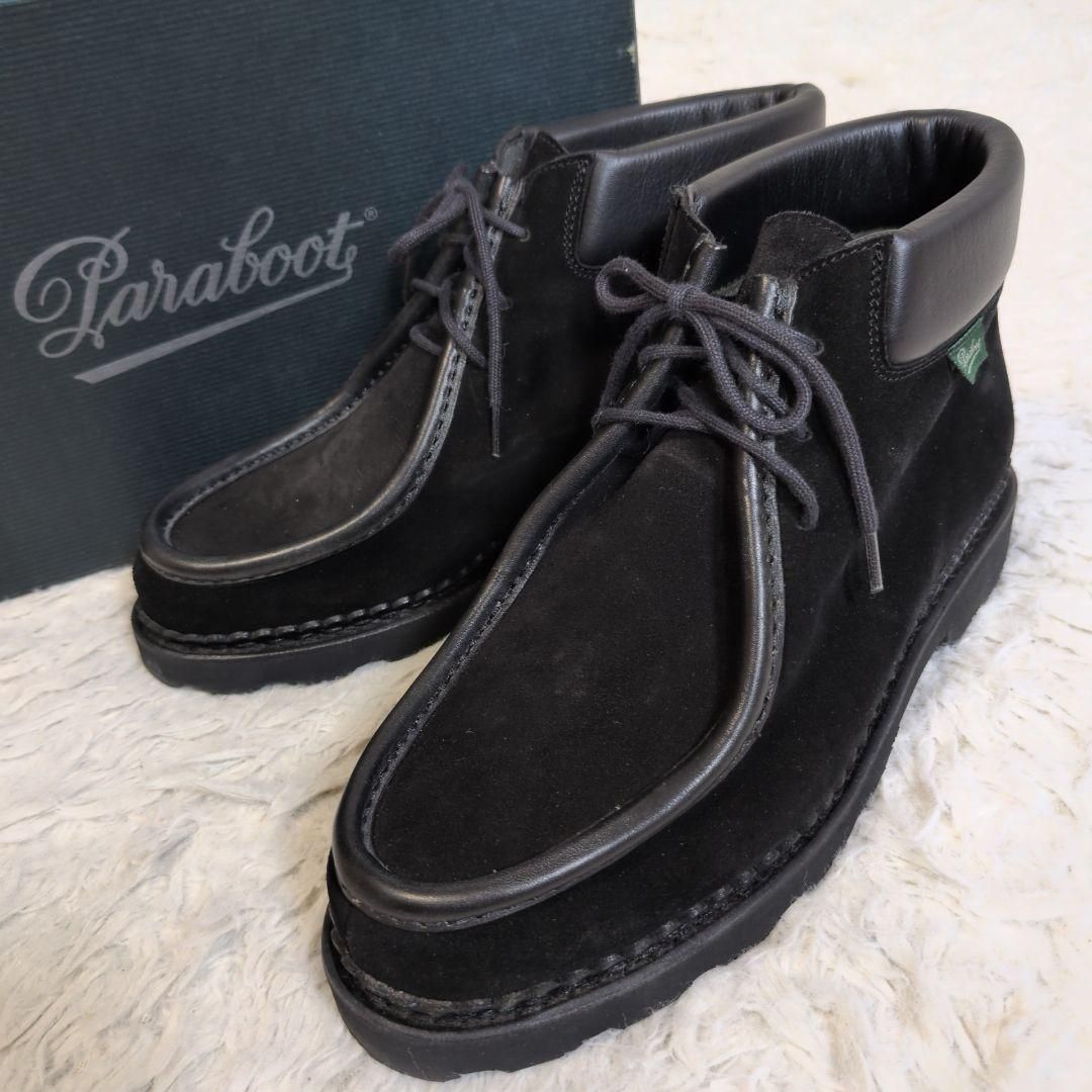 Paraboot パラブーツ ミリー チャッカブーツ レザー切り替え 黒 40 MILLY メンズ レディース 男女兼用 ユニセックス スウェード レザー レースアップ ショートブーツ