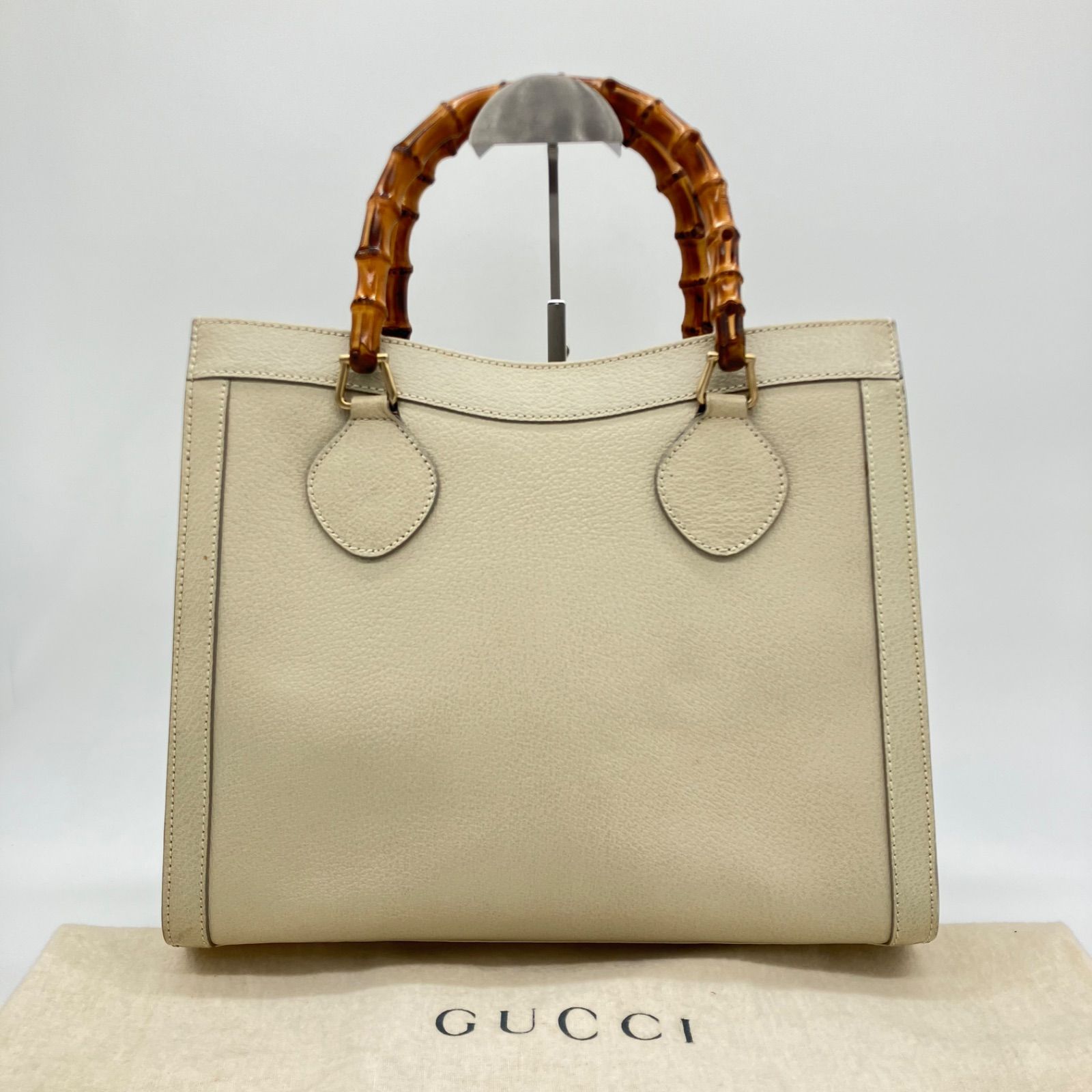 美品] GUCCI グッチ ダイアナ バンブー アイボリー ハンドバッグ 