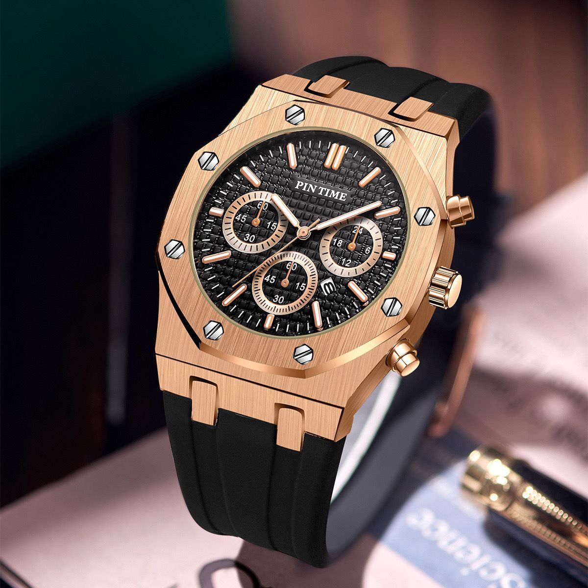 腕時計 クォーツ PINTIME PINTIME クォーツ腕時計 青 PINTIME GOLD 