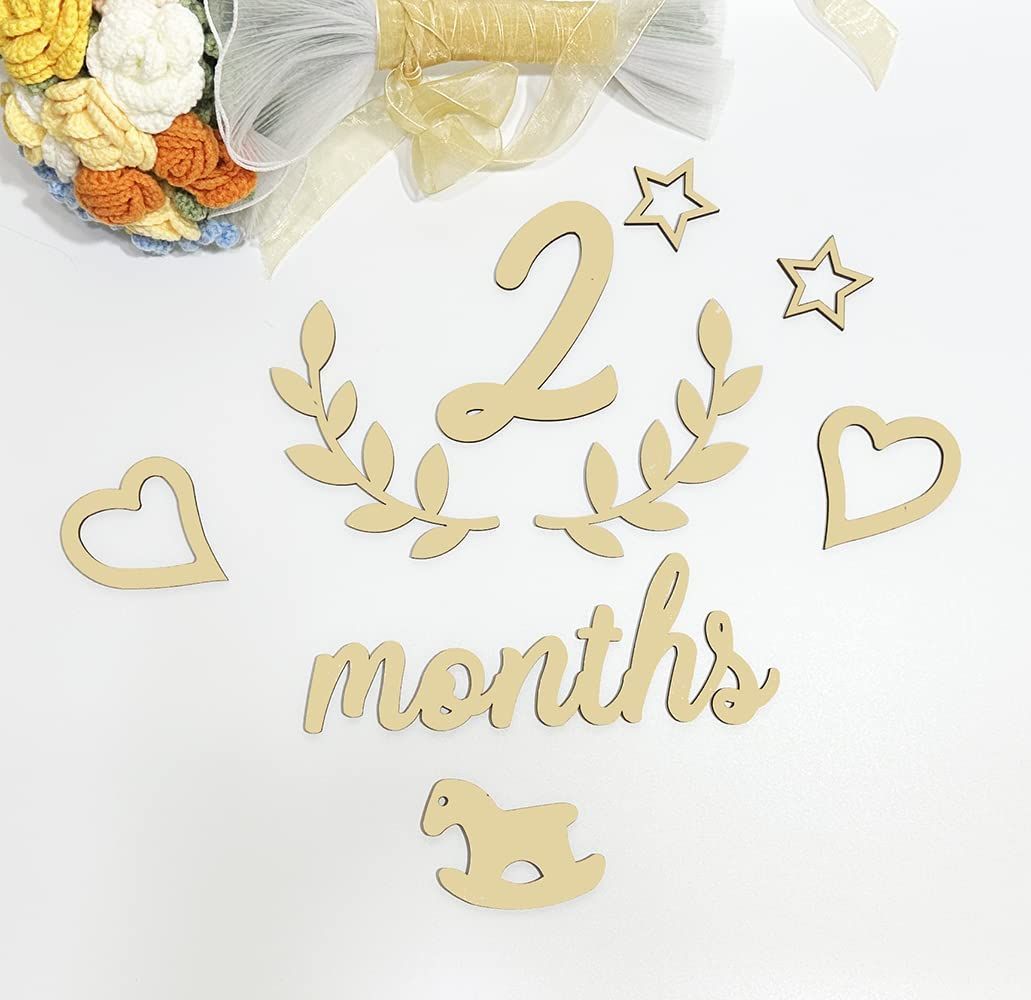  月齢フォト レターバナー 木製 ニューボーンフォト ウッドレター 月齢フォトグッズ 月齢カード マンスリーカード 記念日フォト セット 撮影道具 記念写真 出産祝い 成長記録 プレゼント 結婚式招待状 メモリアル用品作成グッズ 冠婚葬祭 宗教用品