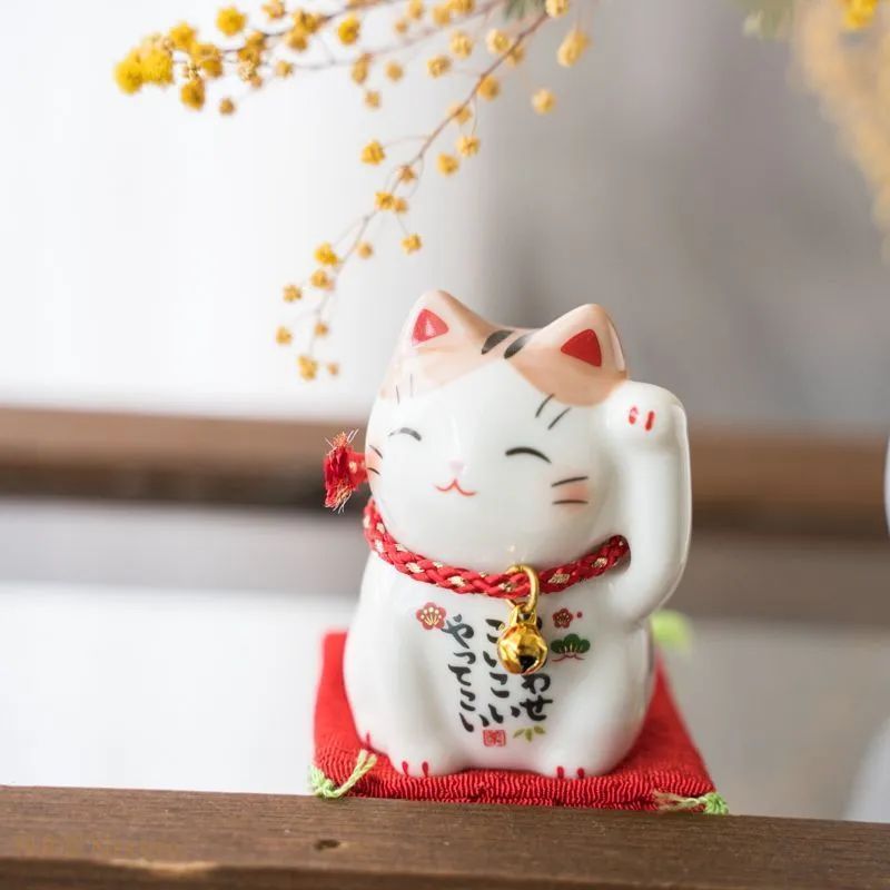 薬師窯 彩絵福招き猫(茶とら）可愛い 雑貨 おしゃれ 飾り 玄関飾り