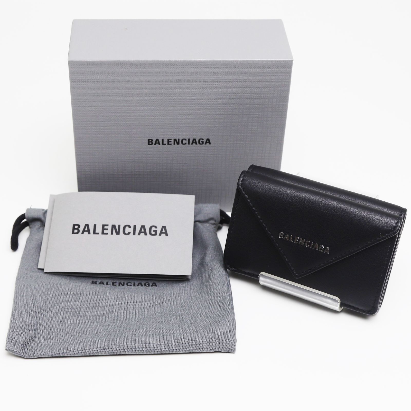美品】バレンシアガ ペーパーミニ ウォレット 財布 カーフレザー  