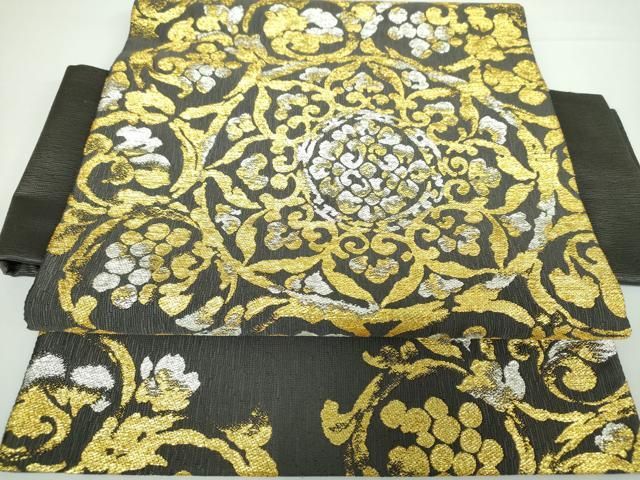 平和屋着物●田中工芸織物 祥園謹製 つけ帯 正倉院葡萄唐草文 正絹 ♥ ps