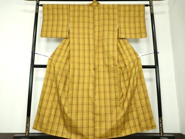 平和屋着物●本場黄八丈　まるまなこ　変わり格子　正絹　逸品　DAAS3916ps 平和屋着物○本場黄八丈 まるまなこ 変わり格子 正絹 逸品 DAAS3916ps