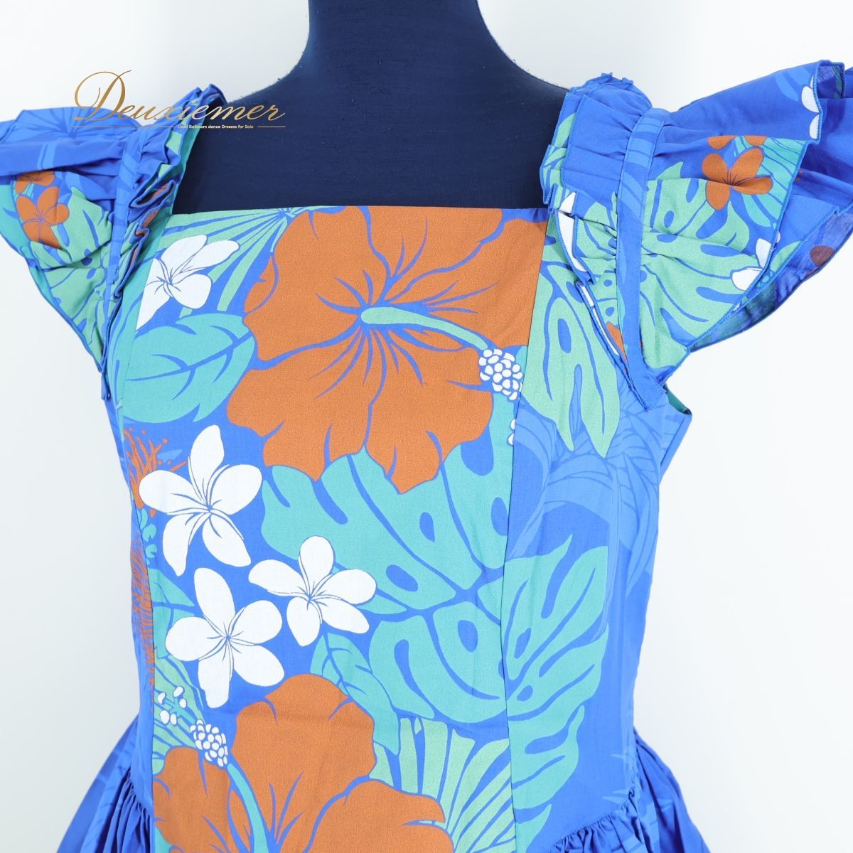 【美品 フラダンス衣装】ブルー MermaidLine MMJ ワンピース フラダンス 衣装 ワンピース ドレス ブルー系 マーメイドライン