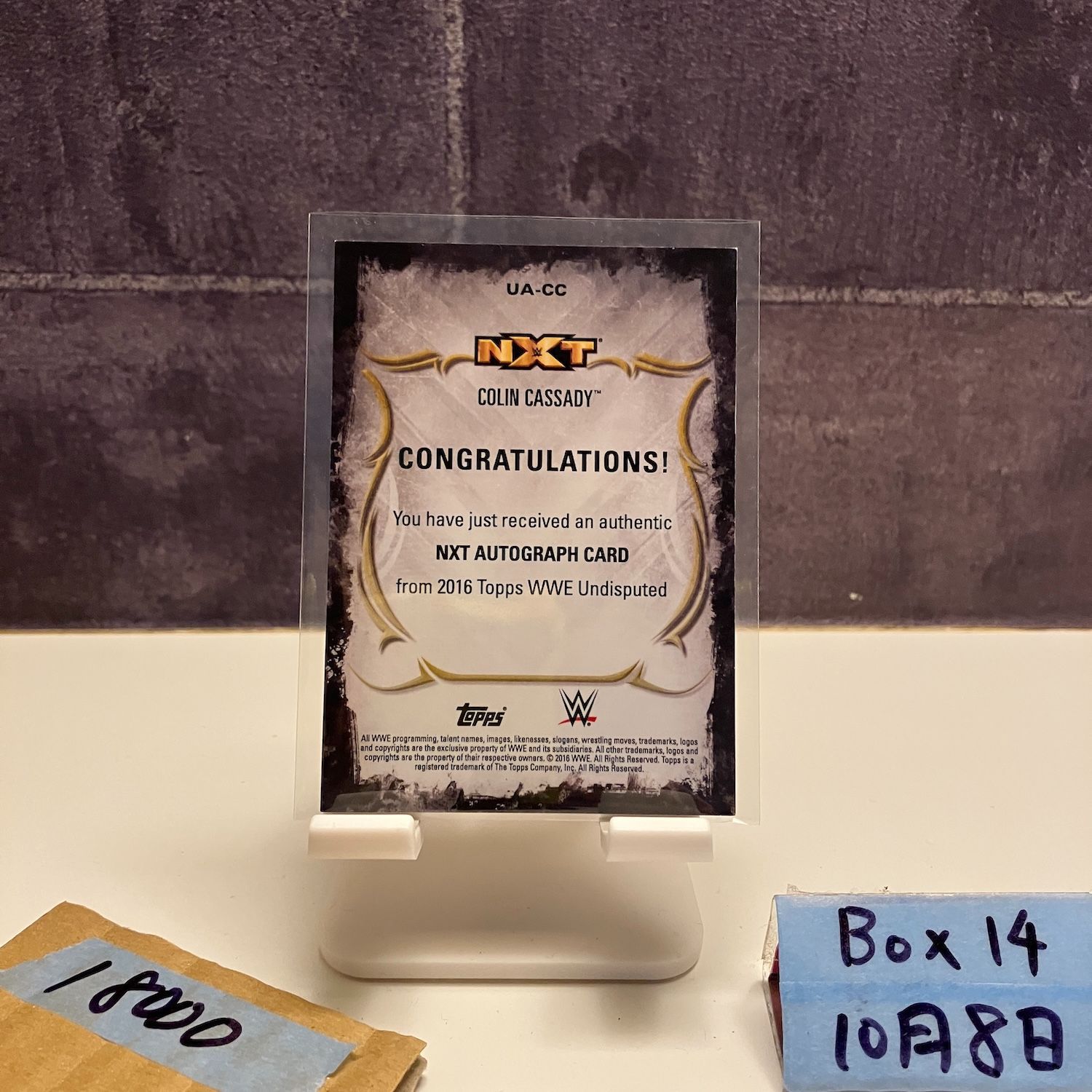 2016 Topps Colin Cassady 01 99 直筆サインカード NXT WWE Undisputed Series ファーストナンバー First Number カード