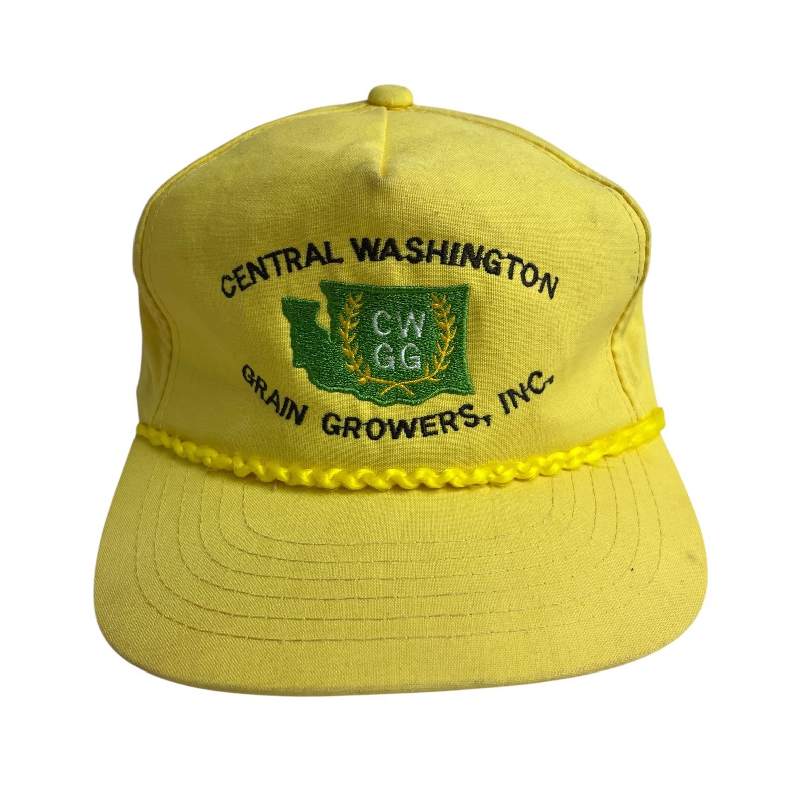 キャップ|帽子 Central Washington Grain Growers ビンテージ トラッカーキャップ ゴルフ 刺繍 イエロー 黄 グリーン 緑 ブラック 黒