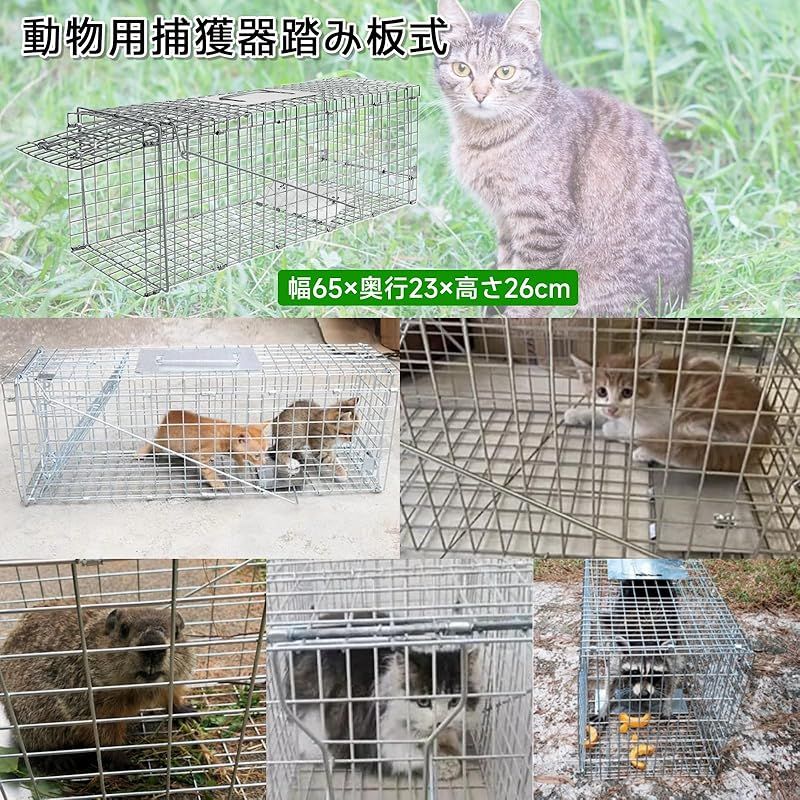 捕獲器 : 踏み板式 動物用 Vtuesxn 猫 猫の保護器 野良猫 アニマルトラップ 安全 猫の保護器（ 畑 檻 動物捕獲器 猫用 61x20x19cm
